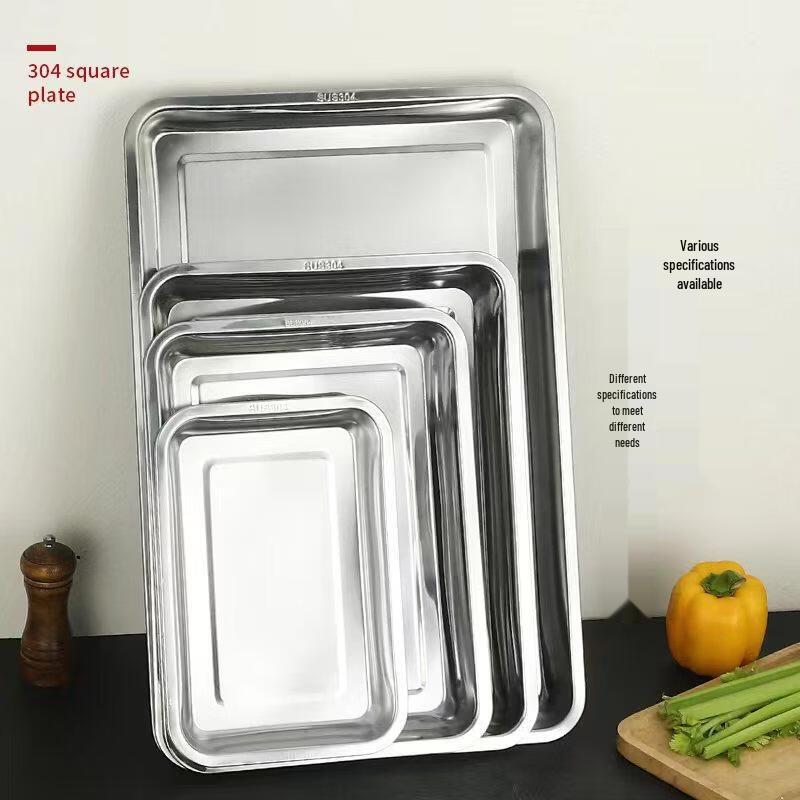 DM 304 Stainless Steel Extra Thick Rectangular Serving Tray