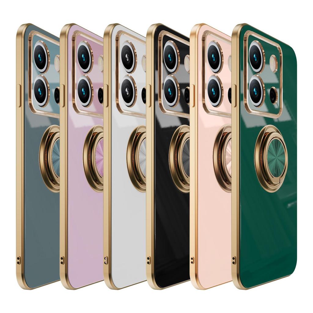 Finger Ring Holder Plating Phone Cover For POCO X6 M6 Pro Case With Bracket Funda For POCO M5S C65 F3 F4 X3 GT M3 X5 F5 Pro 5G