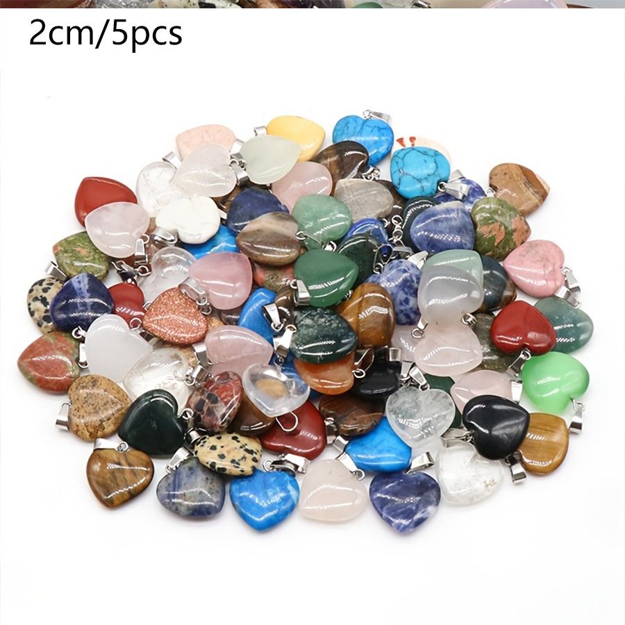 10pcs Natural Stone Crystal Heart Pendants Exquisite Jewelry Accessories In Mixed Colors Crystal Healing Stones for Diy Jewelry