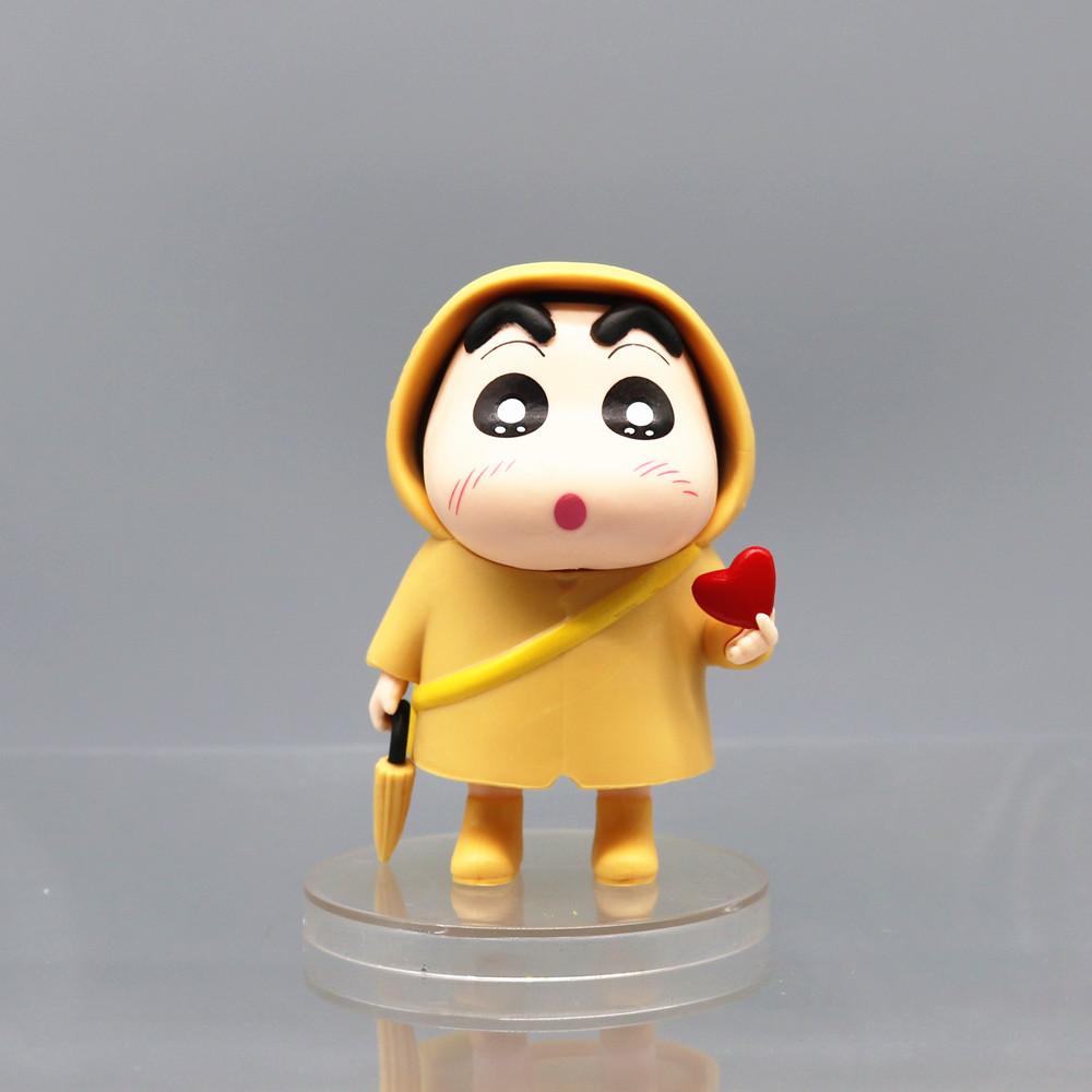 Hot Anime Crayon Shin-chan Raincoat Cross-dress Kawaii Q Version Action Figures PVC Model Figurine Car Decor Ornament Toys Gifts