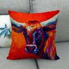 Cow-Themed Color Oil Painting Digital Printing Short Plush Pillow Covers For Car Sofa Office Cushion Cover Home Goods