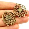 10pcs Metal Round Flower Charms Pendant with 3 Loops Connector Tassel Pendant 33x26mm DIY Jewelry Making Findings Accessories