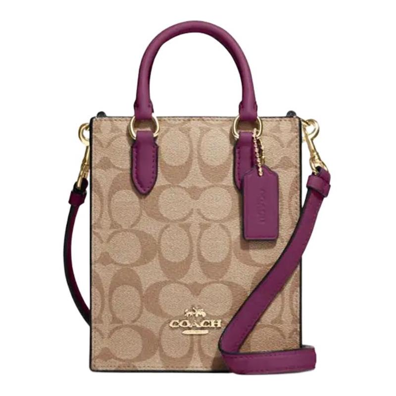 

COACH handbag N/S 17 Gold logo logo plate classic jacquard hardware buckle coated canvas and smooth leather Tote bag Tote bag shopping bag crossbody золотий