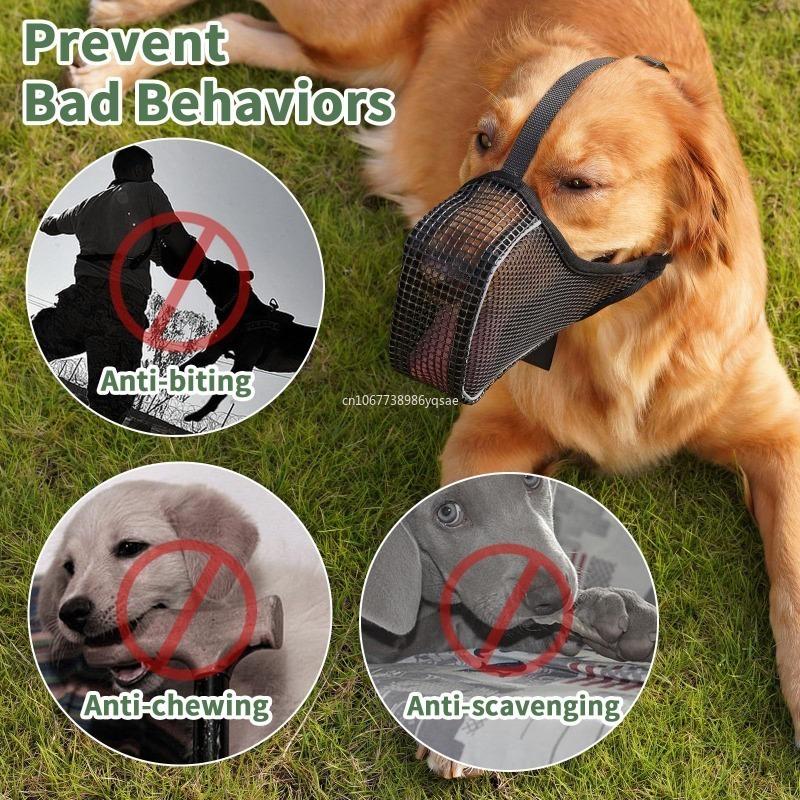 1Pcs Soft Dog Muzzle for Small Large Dogs Mask Anti Biting Chewing Licking Breathable No Bark Mesh Printed Full Coverage Muzzles