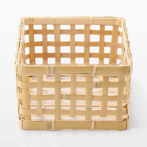 MUJI Bamboo Woven Basket, Natural, Approx. 21cm W X 30cm D X 12cm H, MDC77A2S