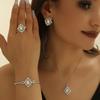 European and American minimalist fashion geometric zirconia-studded ring, earrings, bracelet, pendant, necklace, collarbone chain jewelry set