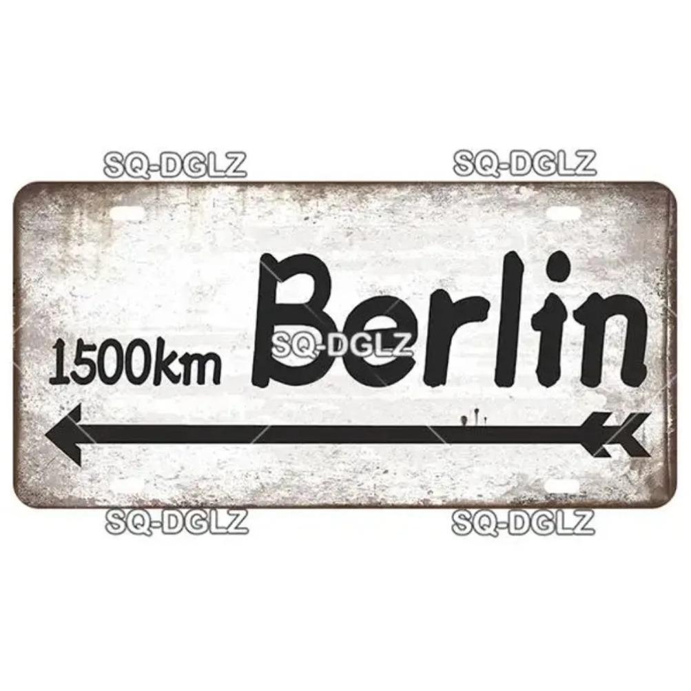 Vintage Berlin City War Metal Tin Sign | Retro Store & Bar Wall Decor Poster | Home Art Plaque