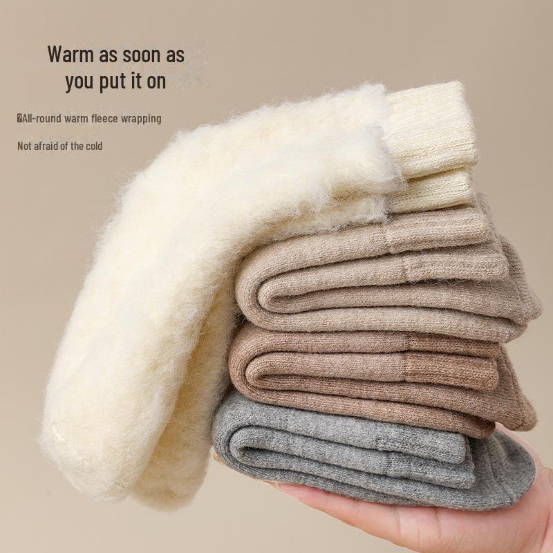 "Women's Warm Fleece Mid-Tube Socks - Cozy Terry Floor & Sleeping Socks"