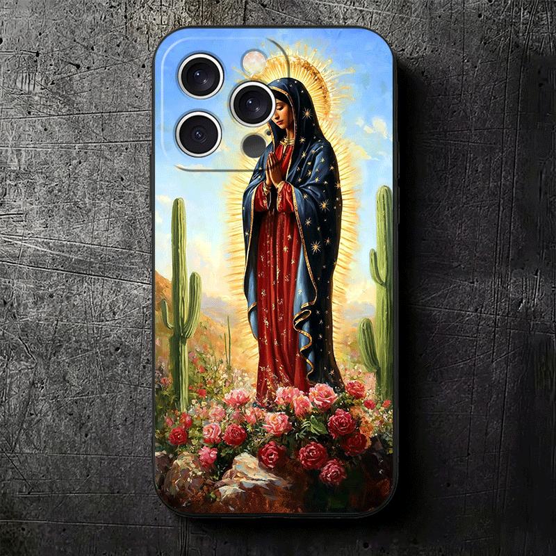 Virgen Mary Virgin De Guadalupe Soft Phone Case for iPhone 16 16E 17 Air 15 Pro Max 14 Plus 13 Mini 11 12 7 Black Cover Back She