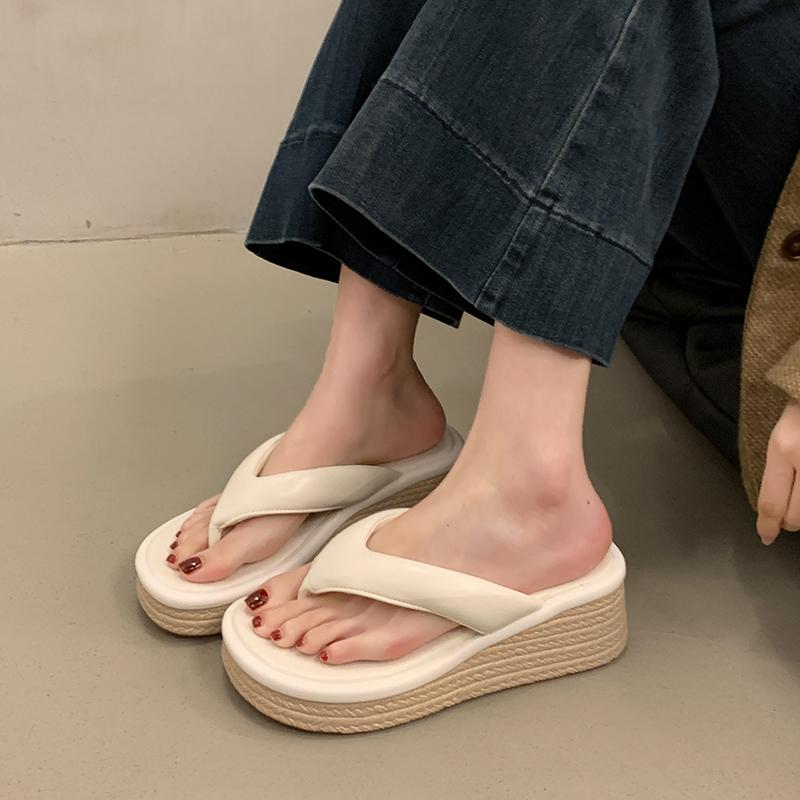 2025 Summer Wedges Heel Women's Fashion Slippers Comfort Party Dress Slides Beach Vacation Flip Flop Shoes