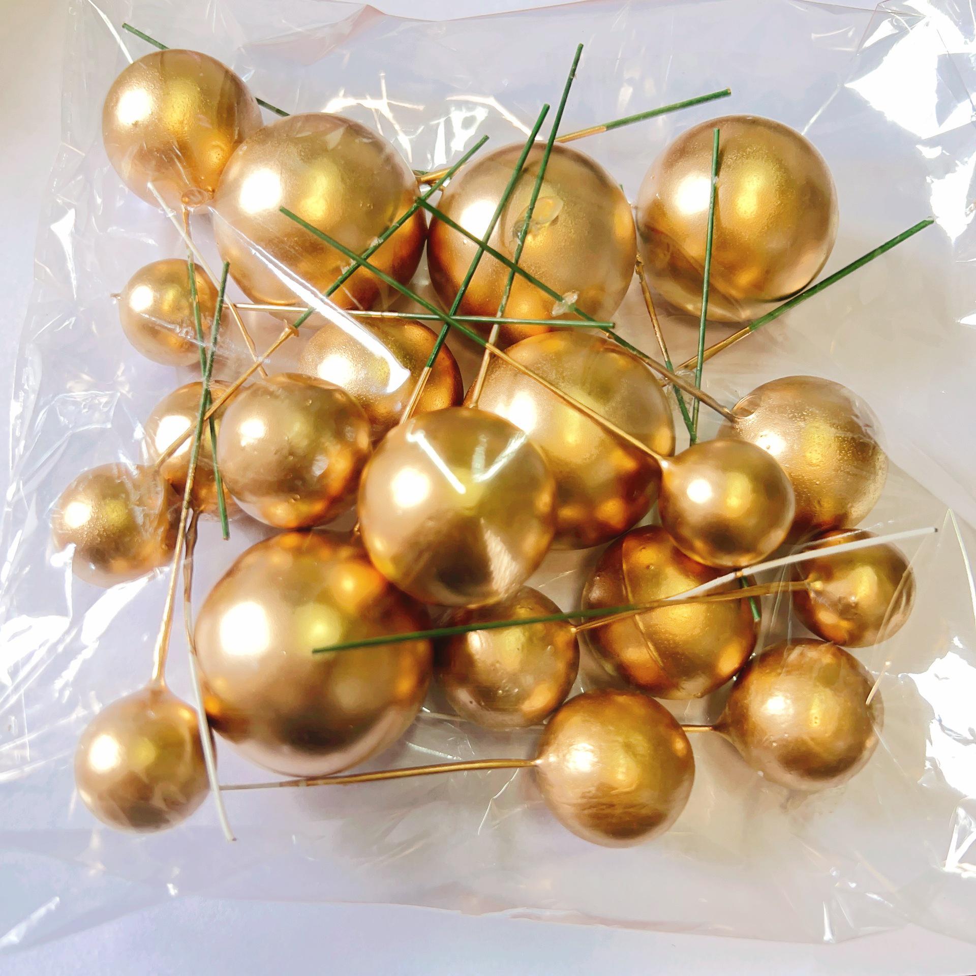 

Прикраси для торта Золоті, Срібні та Іридесцентні Кулі Топери для Десертів на День Народження та Свята