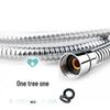Adjustable Universal Shower Hose, 1.5-2m, Stainless Steel, Copper Cap, Double Buckle Flexible Tube for Hot/Cold Water