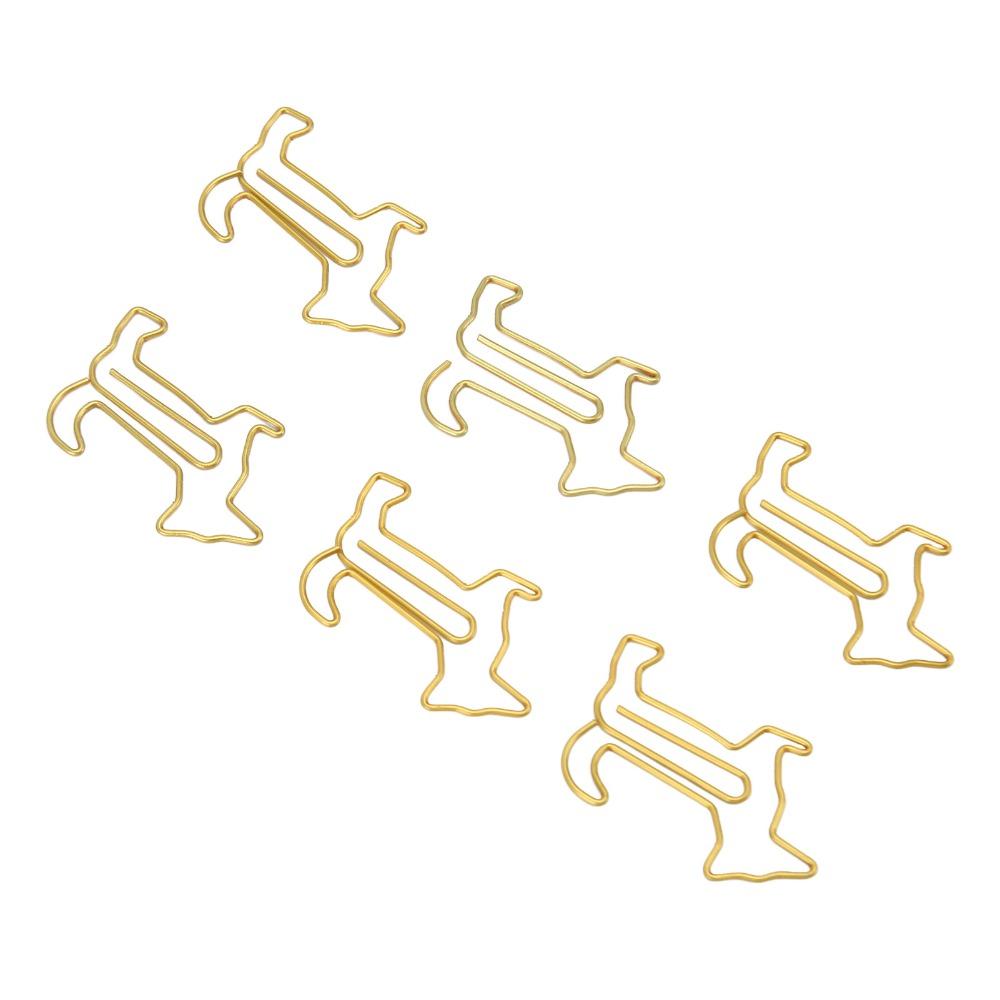 100Pcs Gold/Silver Dog Shape Paper Clips Dog Shape Portable Paper Clips Cute Paper Clips  Stationery