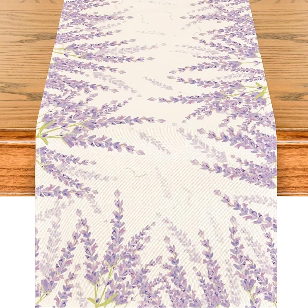 Lavender Tablecloth Spring Table Runner Kitchen Dining Table Decoration for Wedding Home Parties Supply 13x71inch