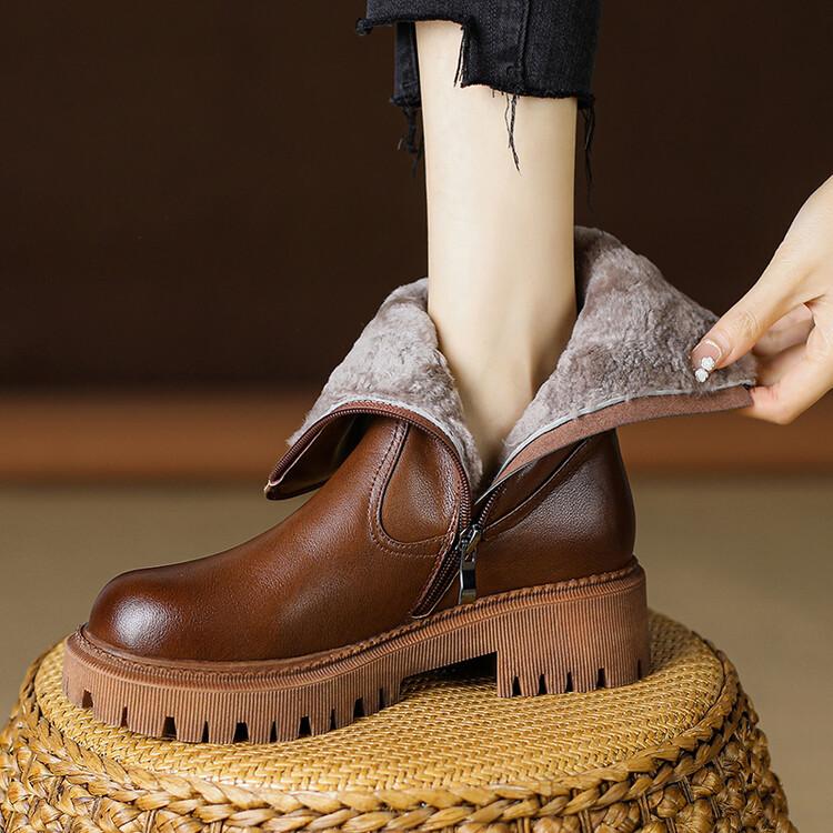 

Мода Новые Зимние Женские Ботинки из Натуральной Кожи Обувь для Женщин Шерстяные Ботинки Высокие Каблуки Ботильоны Женские Обувь на Платформе Челси Зимние Ботинки 43