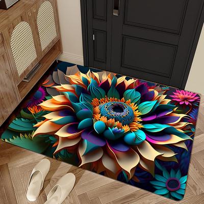 1 tapis de cuisine anti-fatigue, imprimé floral de luxe, imperméable, antidérapant, épais, rembourré, tapis de cuisine très résistant et confortable pour la cuisine