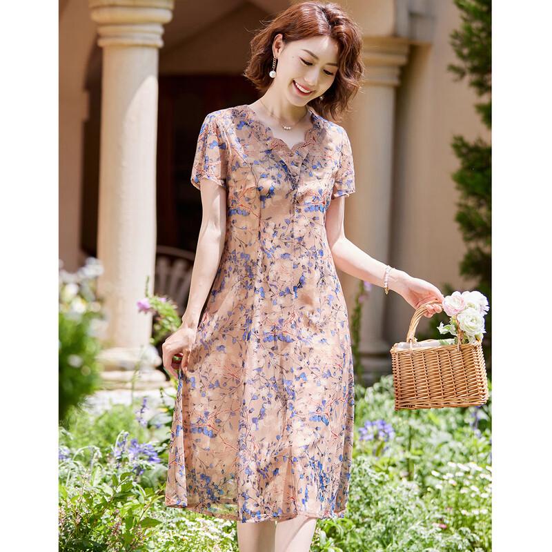 

Women s Elegant Printed V-Neck A-Line Midi Dress 4XL