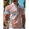 3D Printed Texture Stripe Polo Shirt For Men Colorful Gradient Pattern Men's Clothes Summer Lapel Tops Loose Short Sleeve Tees
