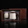High-End Ru Kiln Tea Three-Piece Set With Lid Filter Ceramic Cup Tea Can Business Gift Formulation
