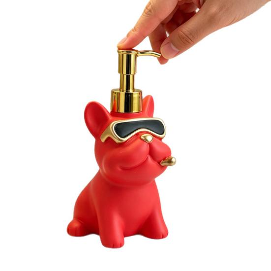280ml Soap Dispenser, French Bulldog Design Liquid Soap Bottle, Large Capacity Press Pump for Hand Soap Shower Gel Bathroom Kitchen Use