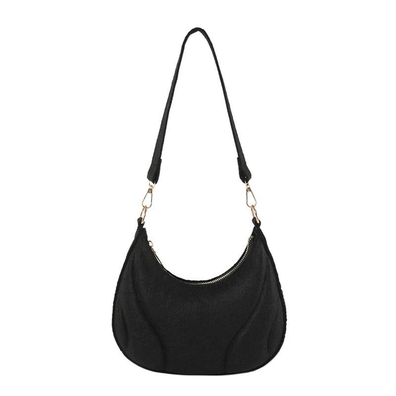 Fashionable Embossed Felt Shoulder Bag For Women 2023 Winter New Arrival Street Style чёрный