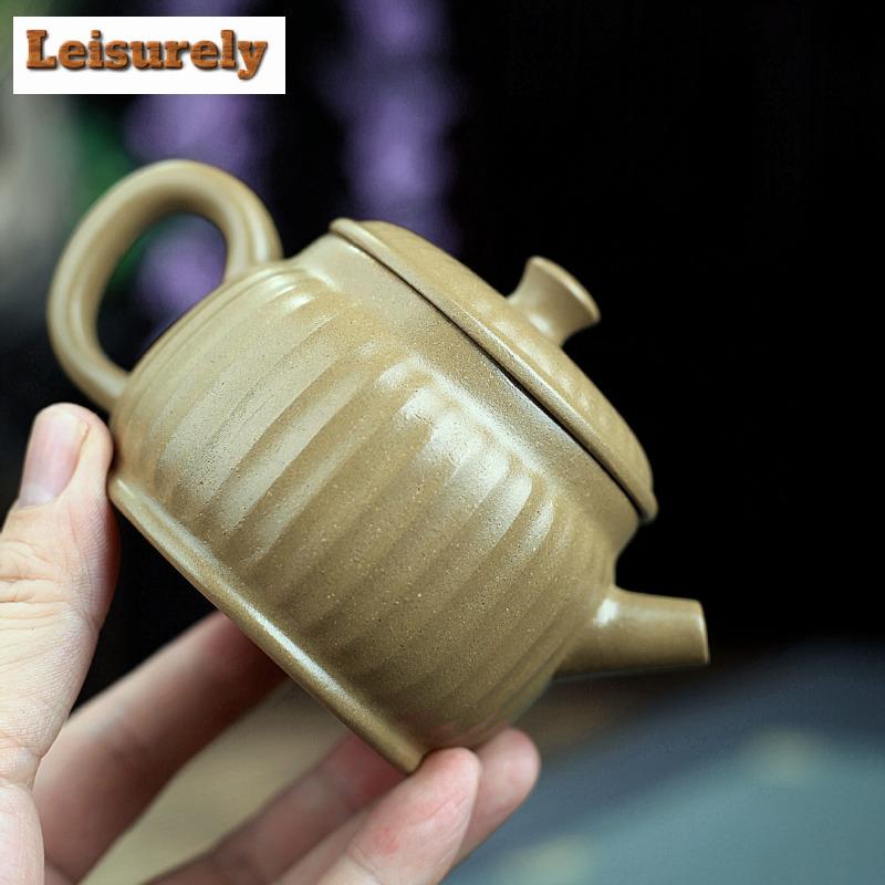 200ml Traditional Yixing Purple Clay Teapots Handmade Pot Raw Ore Dragon's Back Cyan Mud Tea Brewing Kettle Zisha Tea Set Gift