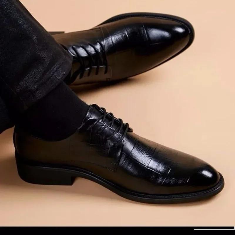 Men'S Dress Party Shoes Black Suit Shoes Talian Leather Hombre Formal Shoes Men Office Sapato Social Masculino