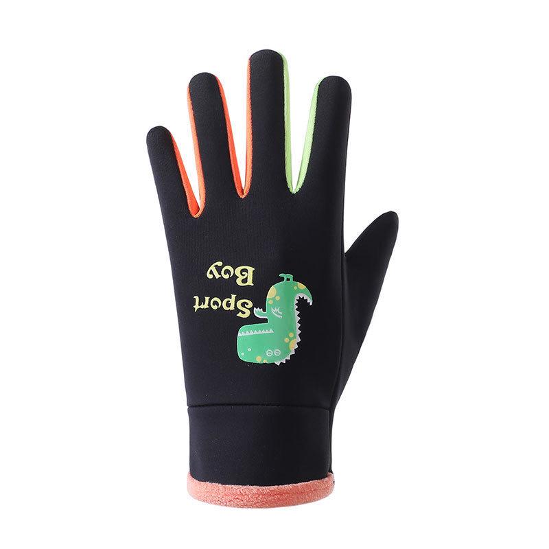 New Autumn & Winter Waterproof Children's Dinosaur Glow Gloves - Plush, Warm, Outdoor Snow Play