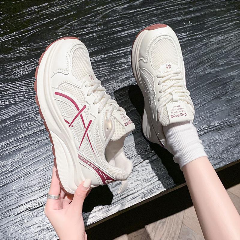

Korean version of heightening casual dad shoes for women 2025 spring new mesh breathable muffin platform sports shoes versatile 35 красный
