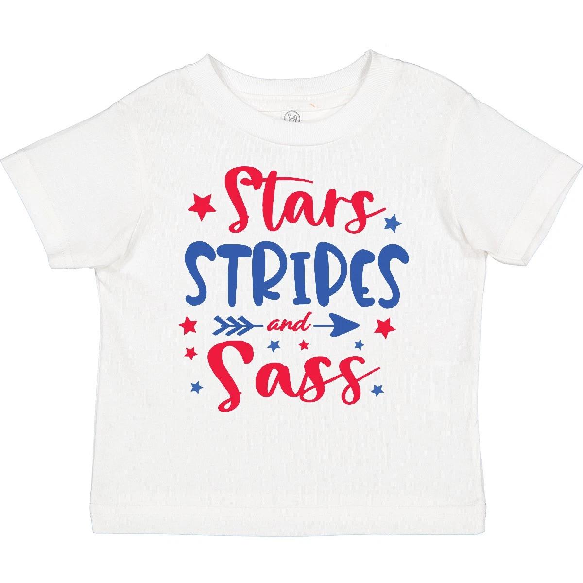 Inktastic 4th Of July Stars Stripes And Sass Blue And Red Stars Toddler kids boys T-Shirt 150