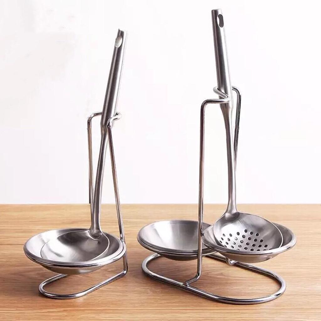 Stainless Steel Double Ladle Holder Cooking Utensils Stand Spoon Rest 5 Designs