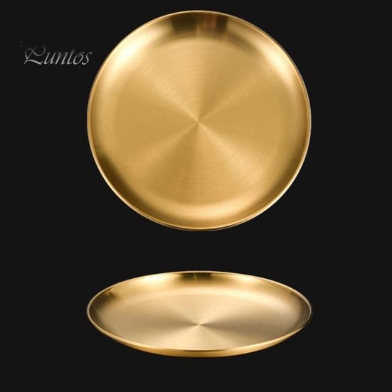 Stainless Steel Dinner Plates Round Salad Serving Plate Easy To Clean Pizza Fruit Bowl for Home Kitchen Outdoor Camping BBQ