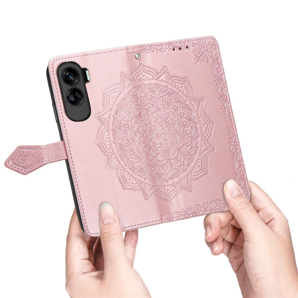 For Honor 90 Lite 5G Case Embossed Mandala Leather Phone Cover Magnetic Flip Wallet