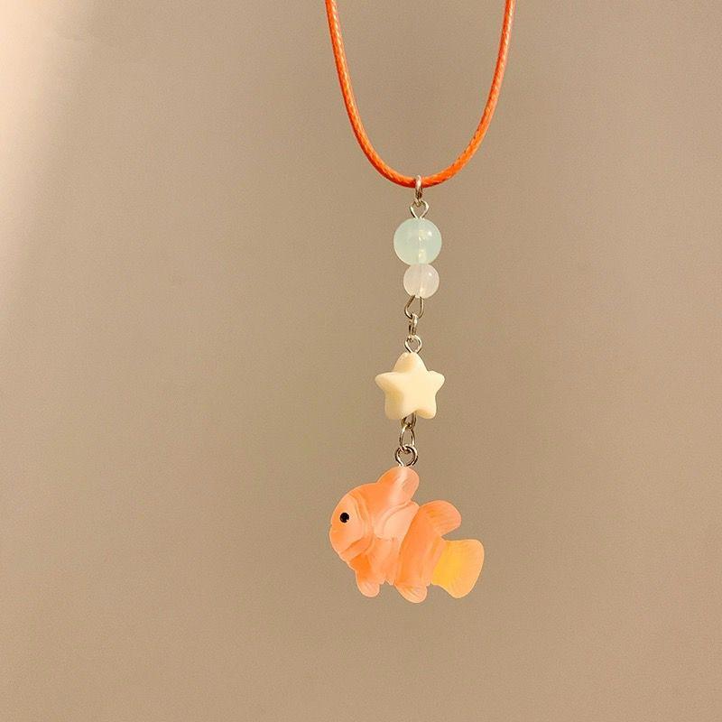 Cute Cartoon Fish Pendant Necklace for Girls Colorful Rope Chain Necklace Best Friends Necklace Friendship Accessories