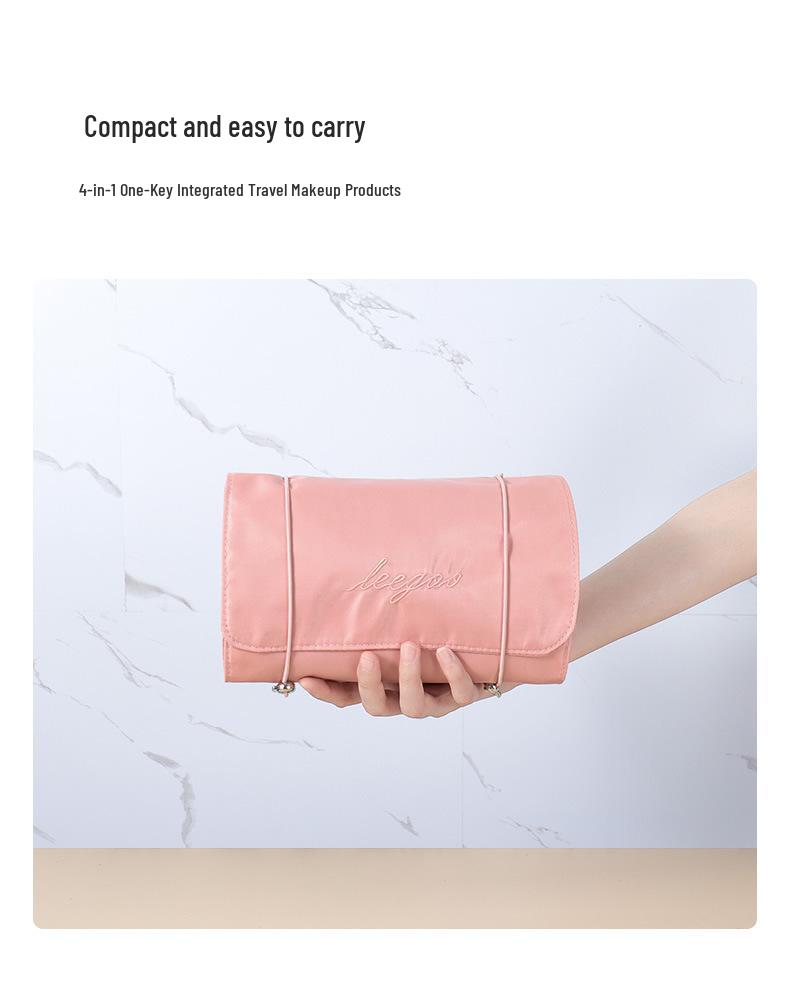 4-in-1 Detachable Makeup Bag: Multifunctional, Foldable, Minimalist Travel Cosmetic & Toiletry Organizer for Women