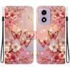 Handmade PU Leather Flip Case for Motorola Moto G04s / Moto E14 Anti-Slip Shockproof Cover with Wrist Strap & Heart/Rose Cat Designs
