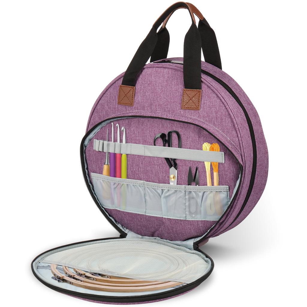 Oxford Cloth Cross Stitch Bag Embroidery Thread Bag Maple Leaf Round Organizer Bag Sewing Accessories Knit Embroidery Supplies