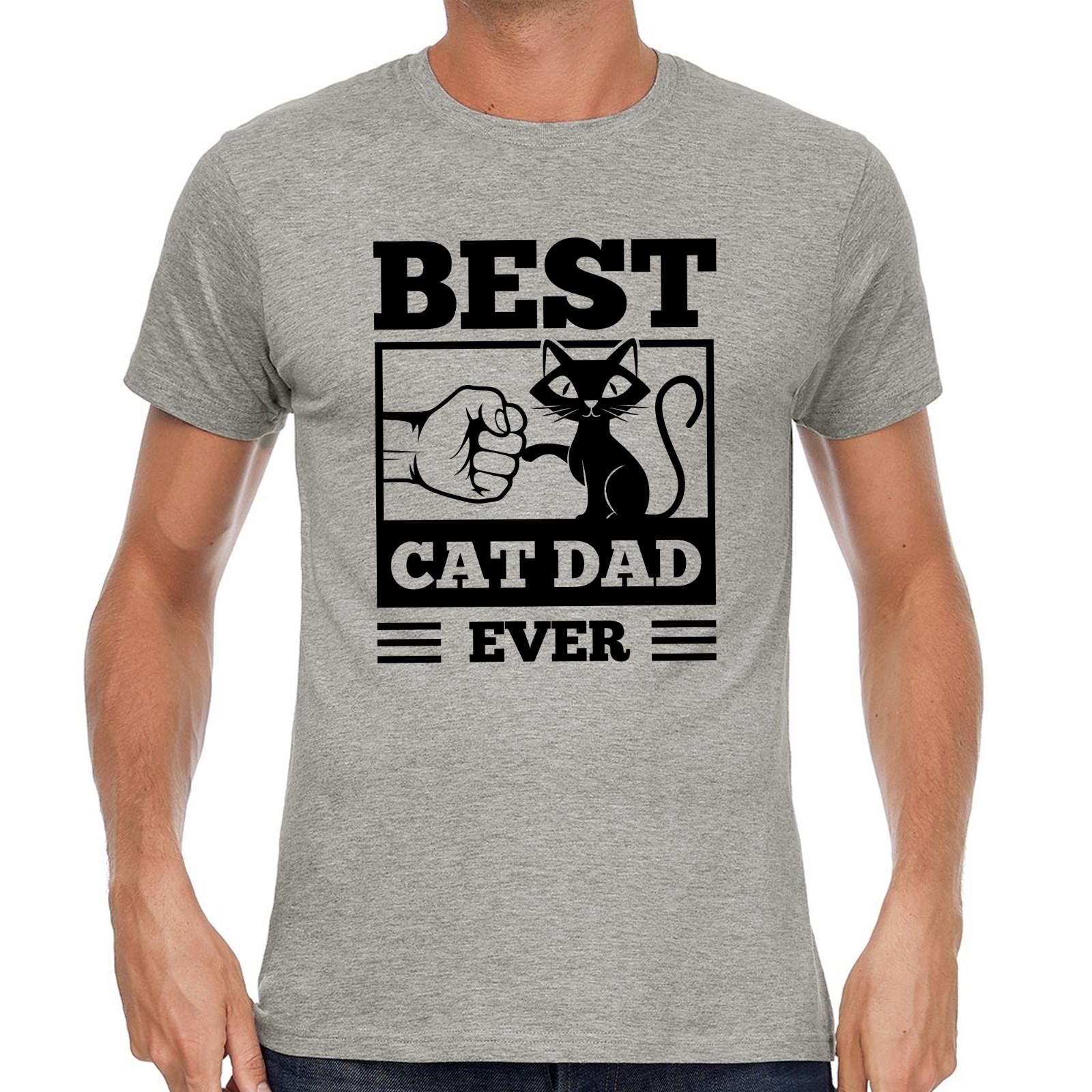 Best Cat Dad Ever Fistbump Kitty Cat Sayings Fun Funny Comedy T-Shirt Mens Womens Tees Top 4XL