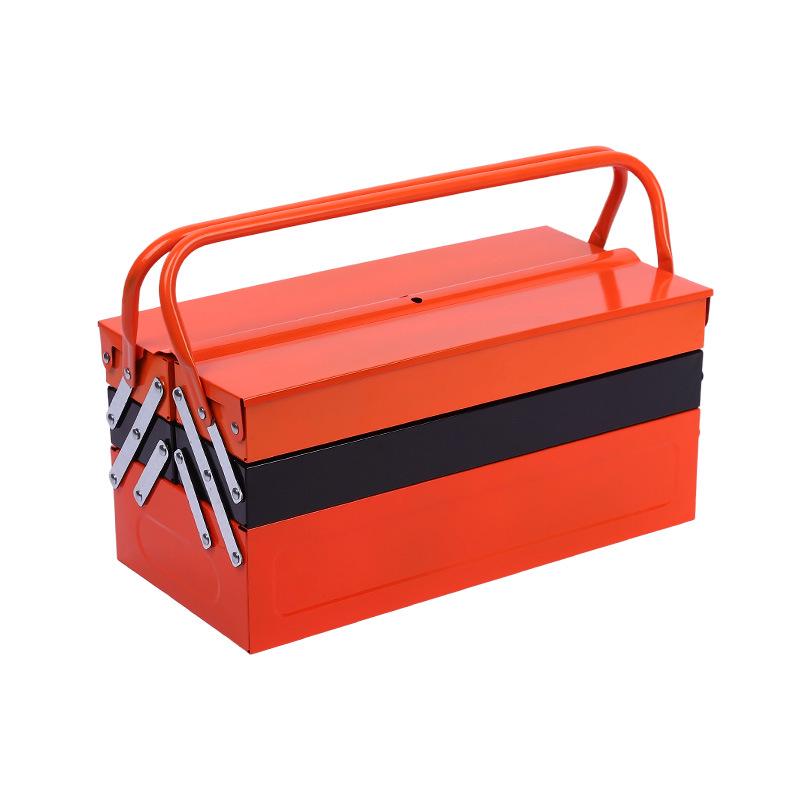 Dual-Handle Folding Metal Toolbox for Car and Auto Repair
