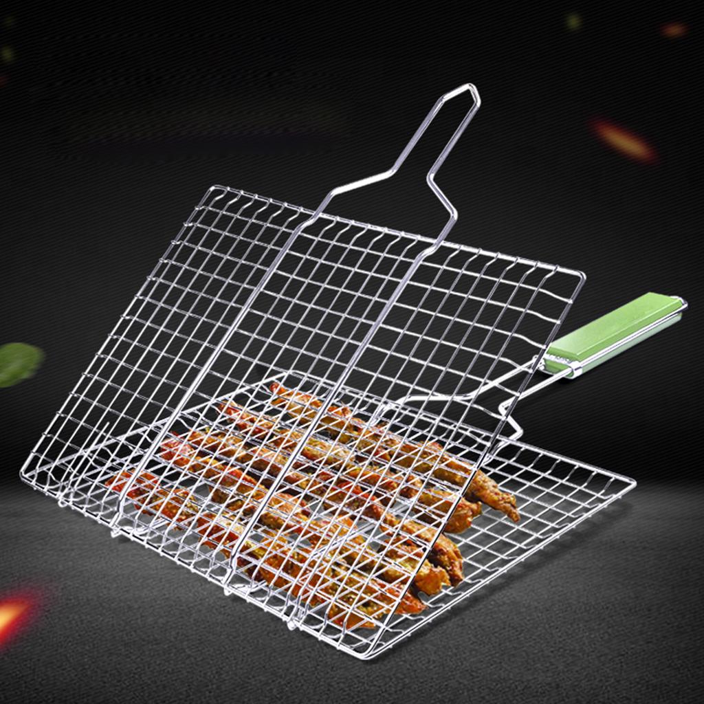 Grilling Basket Non-Stick Barbecue Basket Heavy Duty BBQ Tools Grill Basket for Meats Fish Vegetables Steak