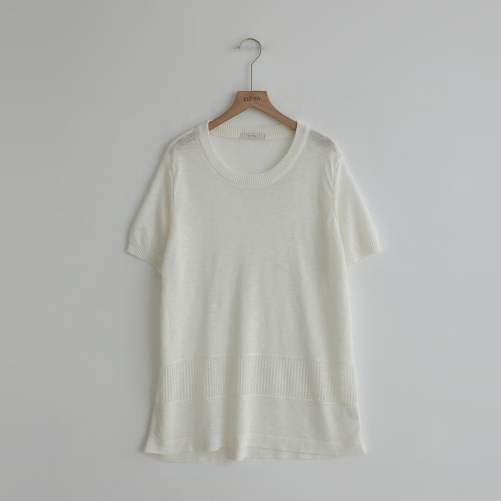 ELYSIA Repeat Round Punching Short Sleeve Knit Tee