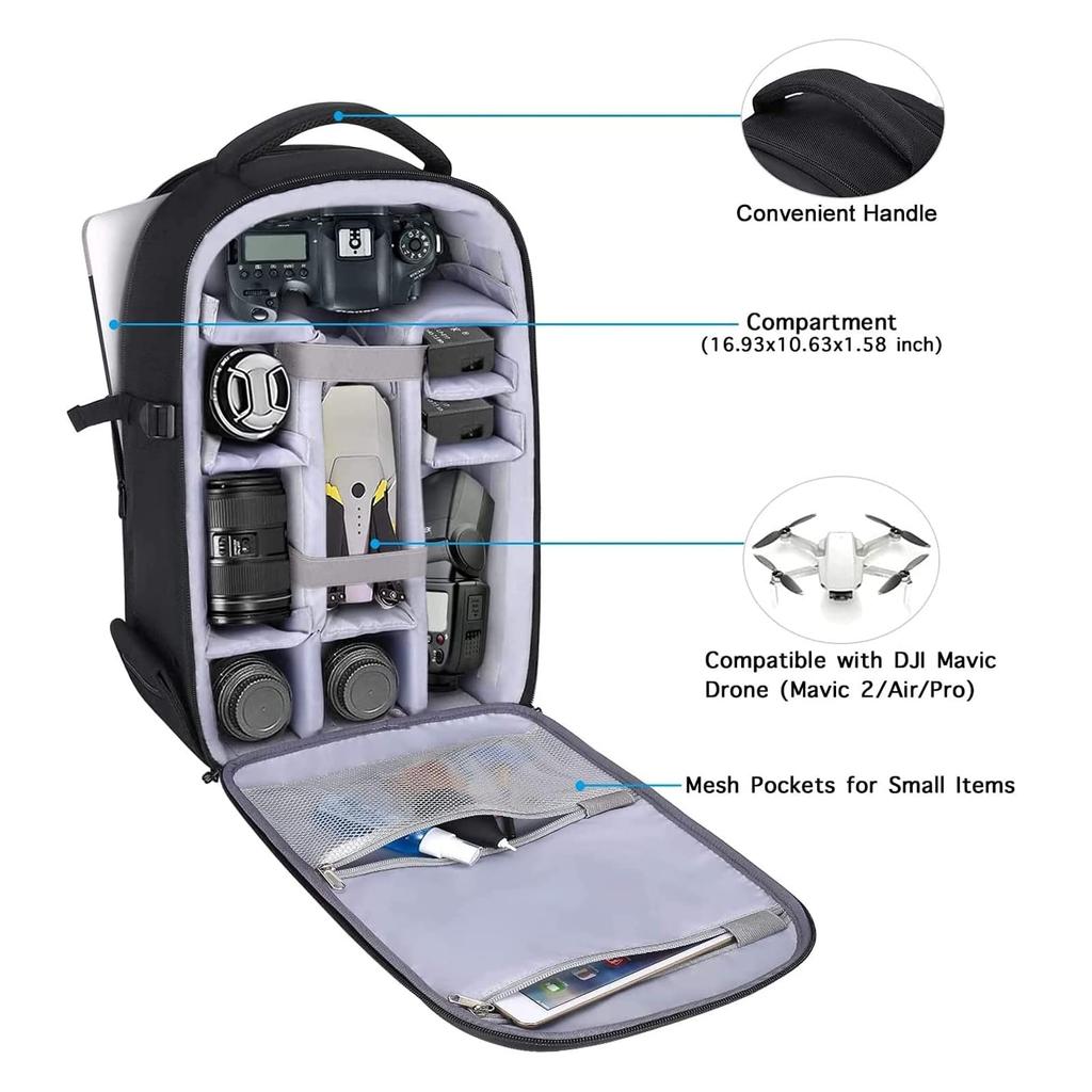 MOSISO Kamera-Rucksack Kompatibel mit Schützende Kameratasche Zoll Wasserabweisend mit Stativ Laptopfach Hartschalenkoffer DSLR/SLR/Mirrorless,