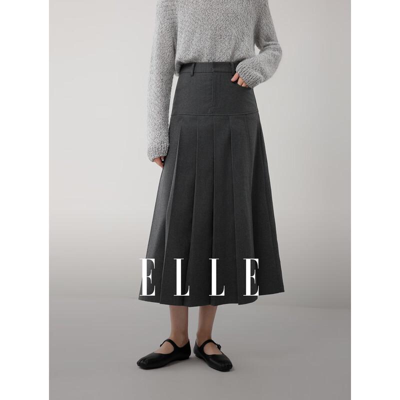 ELLE Women s High-Waist Pleated A-line Skirt L