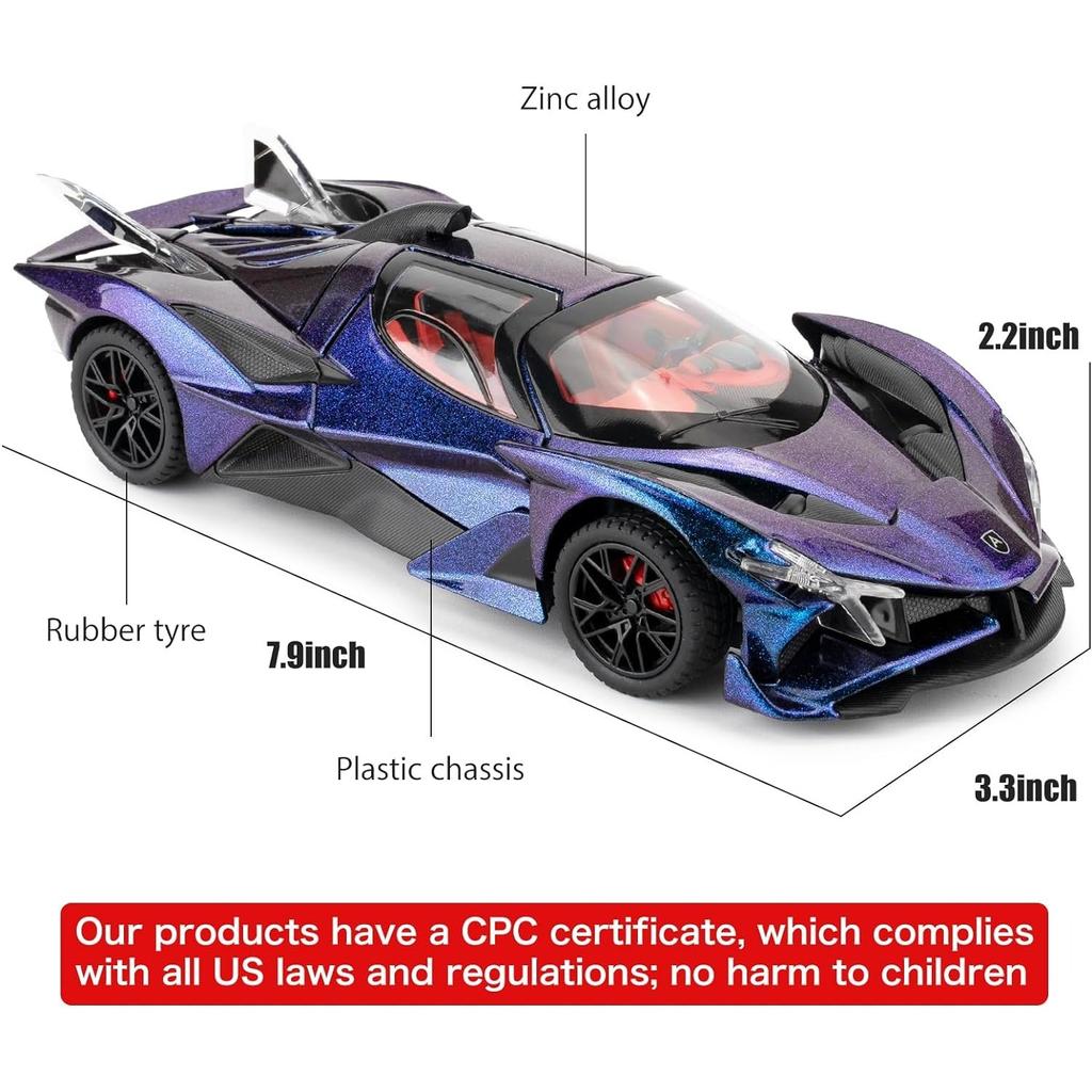 1/24 Apollo Evo Alloy Model Car Toy with Pull Back Function with Sound and Bright Lights, Suitable Collectible Model Toys, Gifts for Boys and Girls