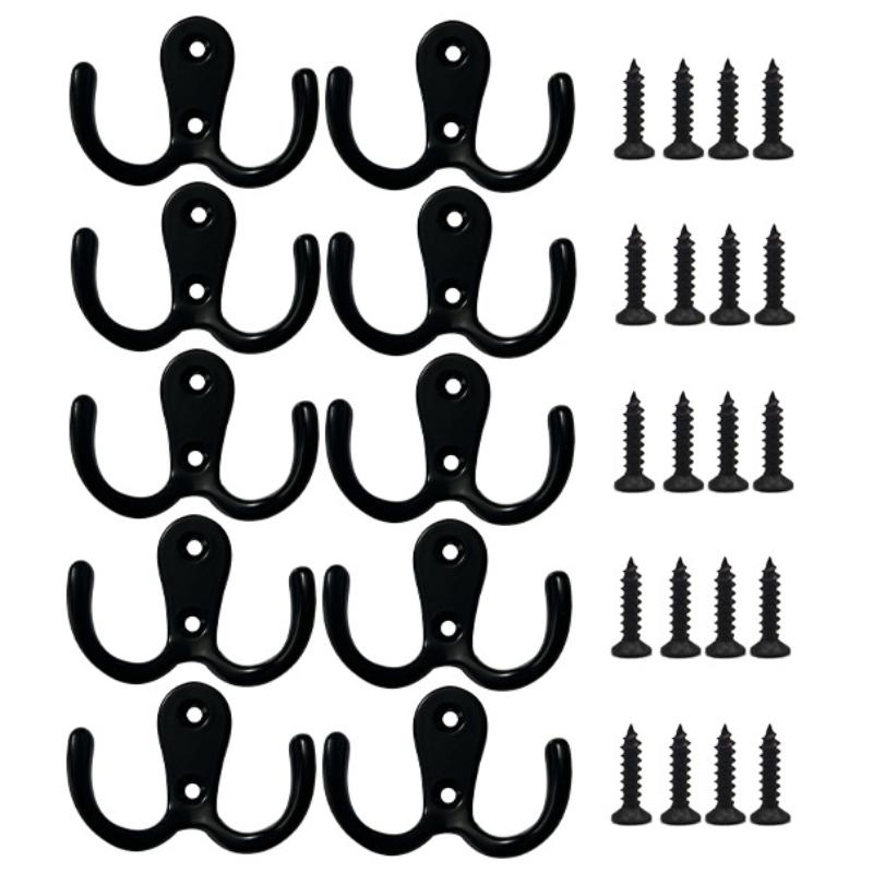 10/5Pcs Coat Hooks Wall-Mounted 2 Hole Towel Hanger For Coats Hat Clothing Home Storage Hook Wall Hook Towel Hanger For Hardware