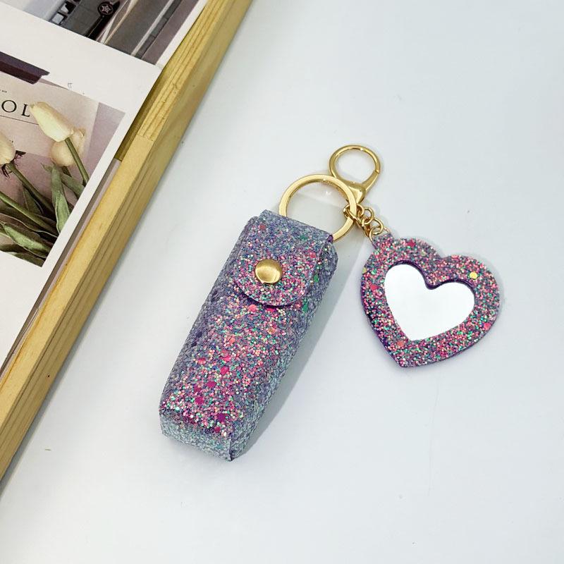 Compact Leather Lipstick Organizer Keychain: Elegant Mini Bag Pendant Accessory