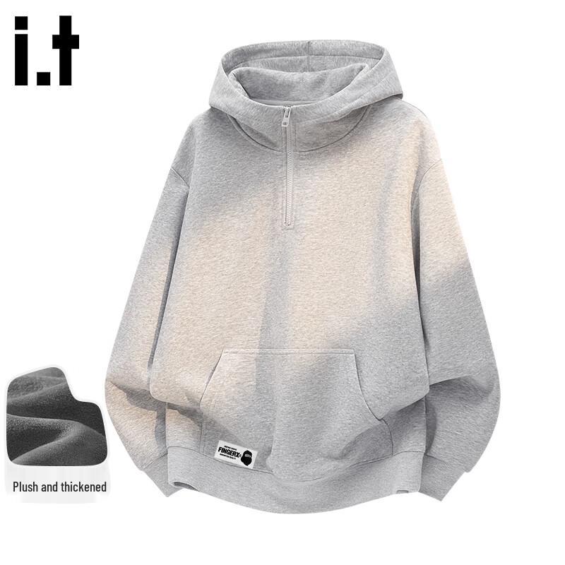 Fingercroxxit Fleece Lined Half-Zip Hooded Sweatshirt