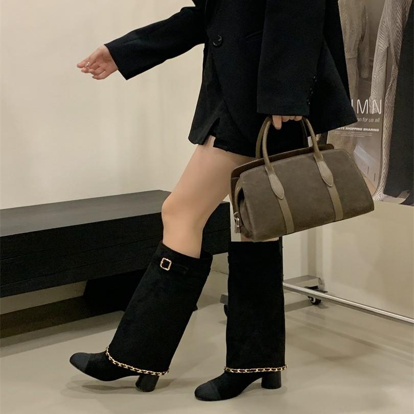 Coarse heel French small fragrant style but knee boots women's boots 2025 new high trousers knight boots