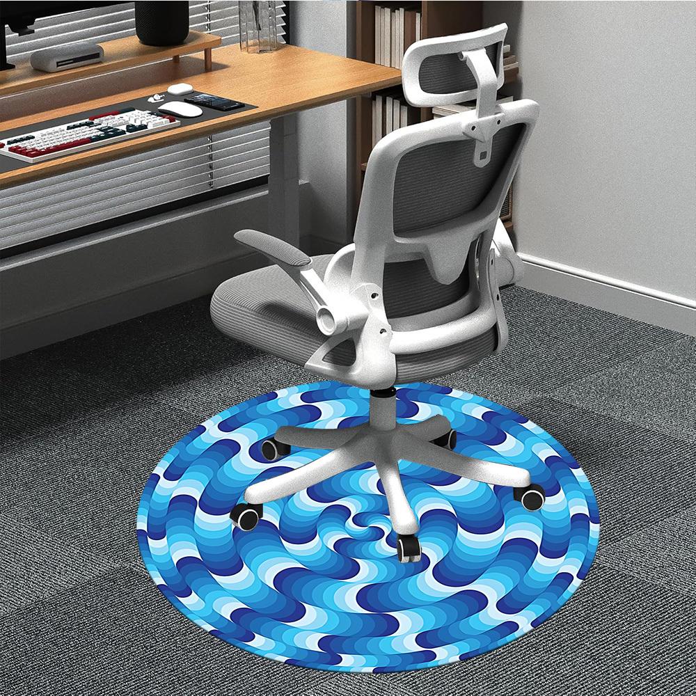 

1pc Blue Wave Pattern Chair Carpet for Office Non-Slip, Machine Washable Rug for Office - Holiday DecorMachine Made yy251029121 80cm by 80cm