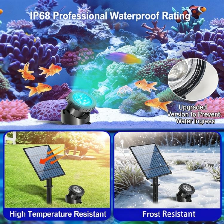 Solar propelled Waterproof Pool Lighting 2 Pack Color Changing With 2000mAh Battery For Outdoor Use